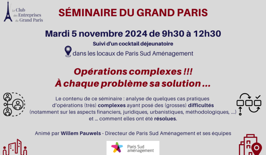 Séminaire : Montage d’opérations complexes !!! À chaque problème sa solution